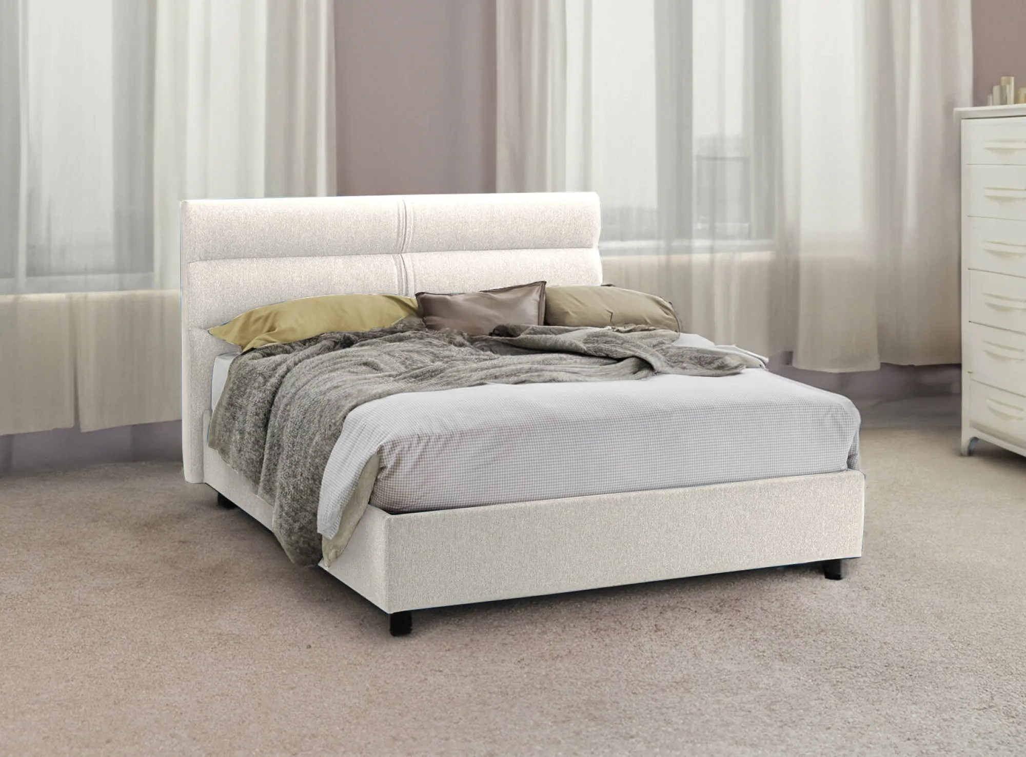 Letto matrimoniale Brienno, Adatto a materasso Cm 160x190,<Dmora Online