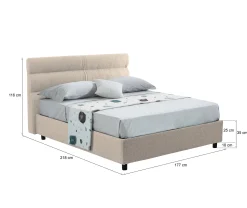 Letto matrimoniale Brienno, Adatto a materasso Cm 160x190,<Dmora New