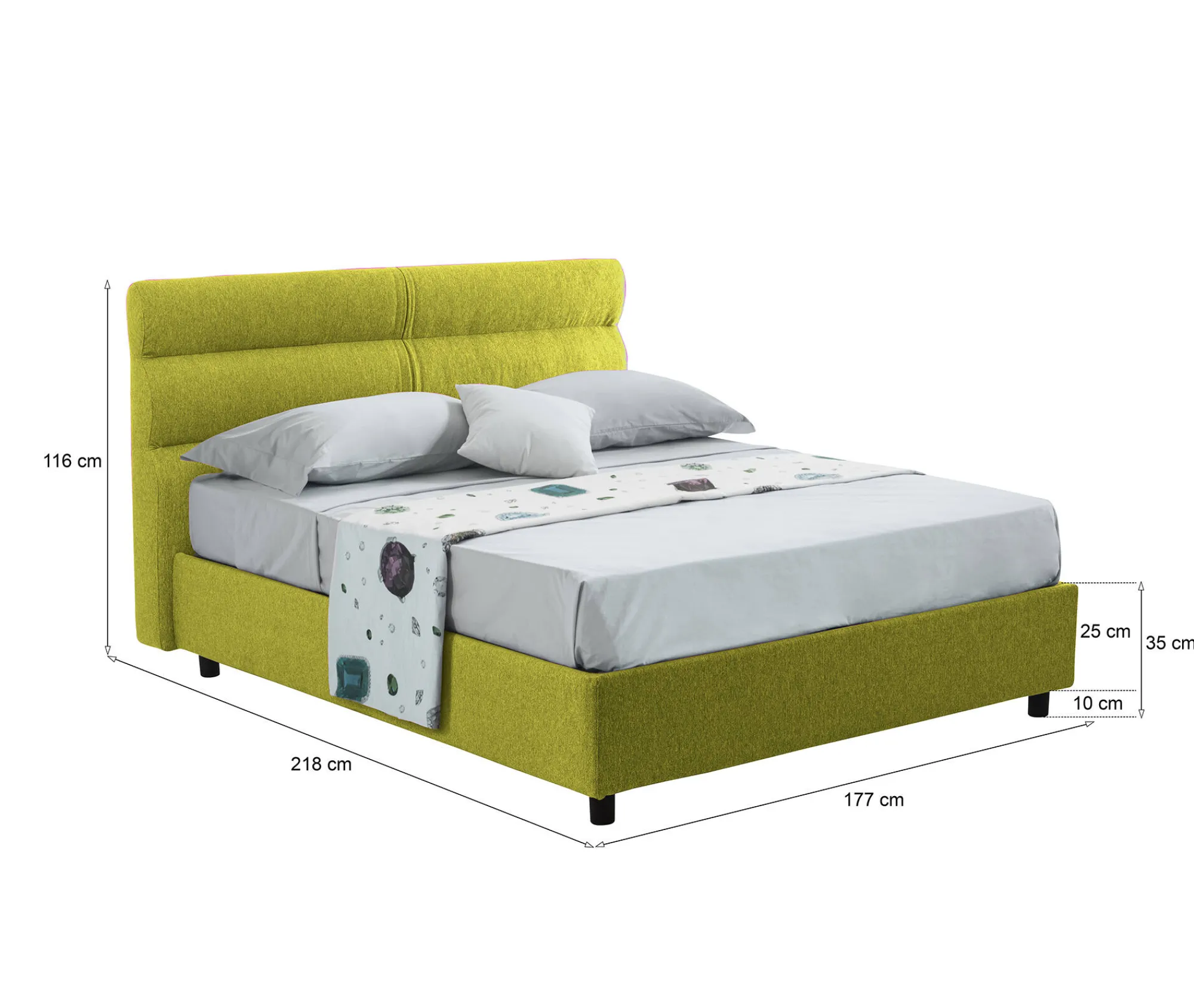 Letto matrimoniale Brienno, Adatto a materasso Cm 160x190,<Dmora Cheap