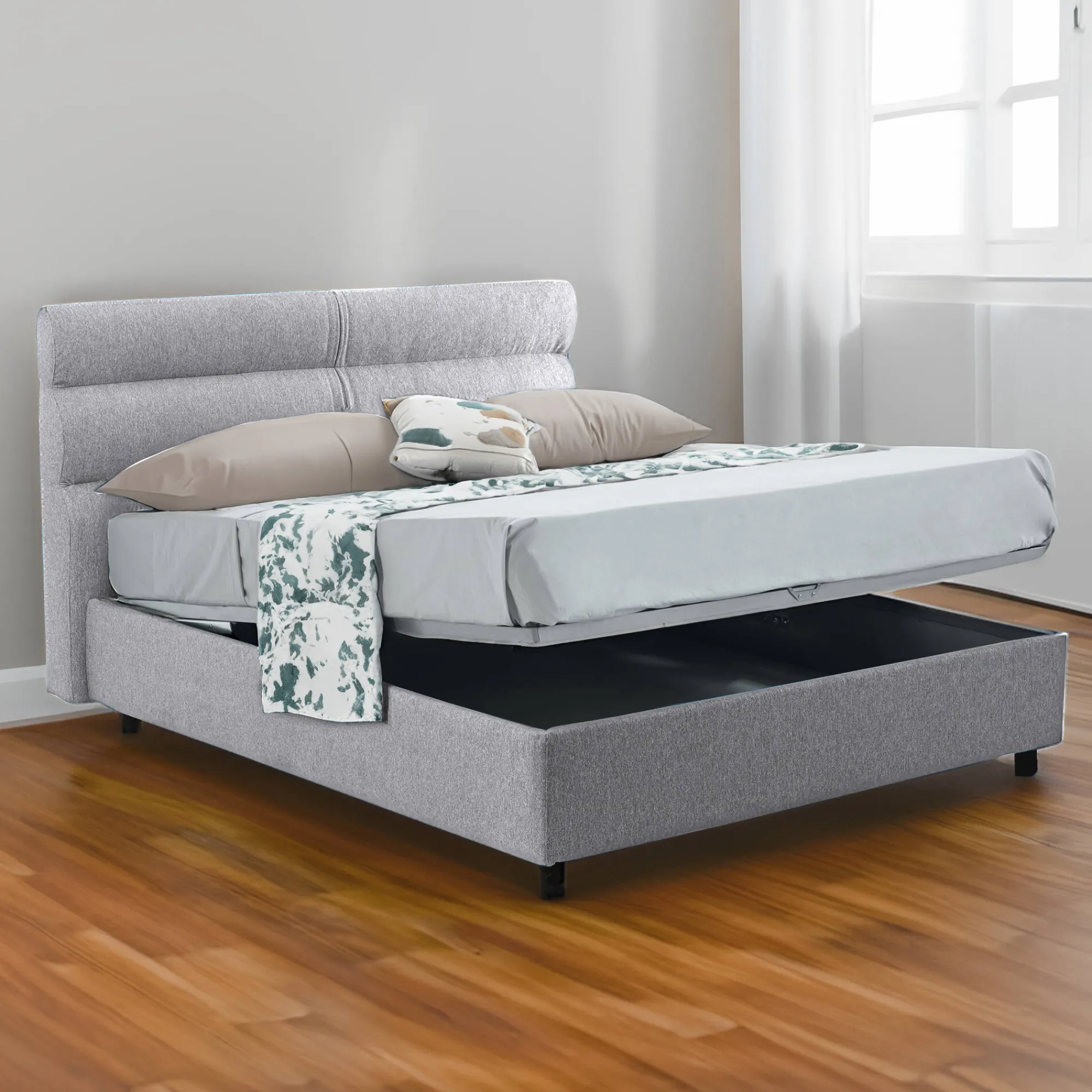 Letto matrimoniale Brienno, Adatto a materasso Cm 160x190,<Dmora Cheap