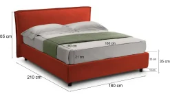 Letto matrimoniale Bruzolo, Con materasso Cm 160x190 incluso,<Dmora Clearance