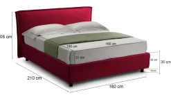 Letto matrimoniale Bruzolo, Con materasso Cm 160x190 incluso,<Dmora Hot