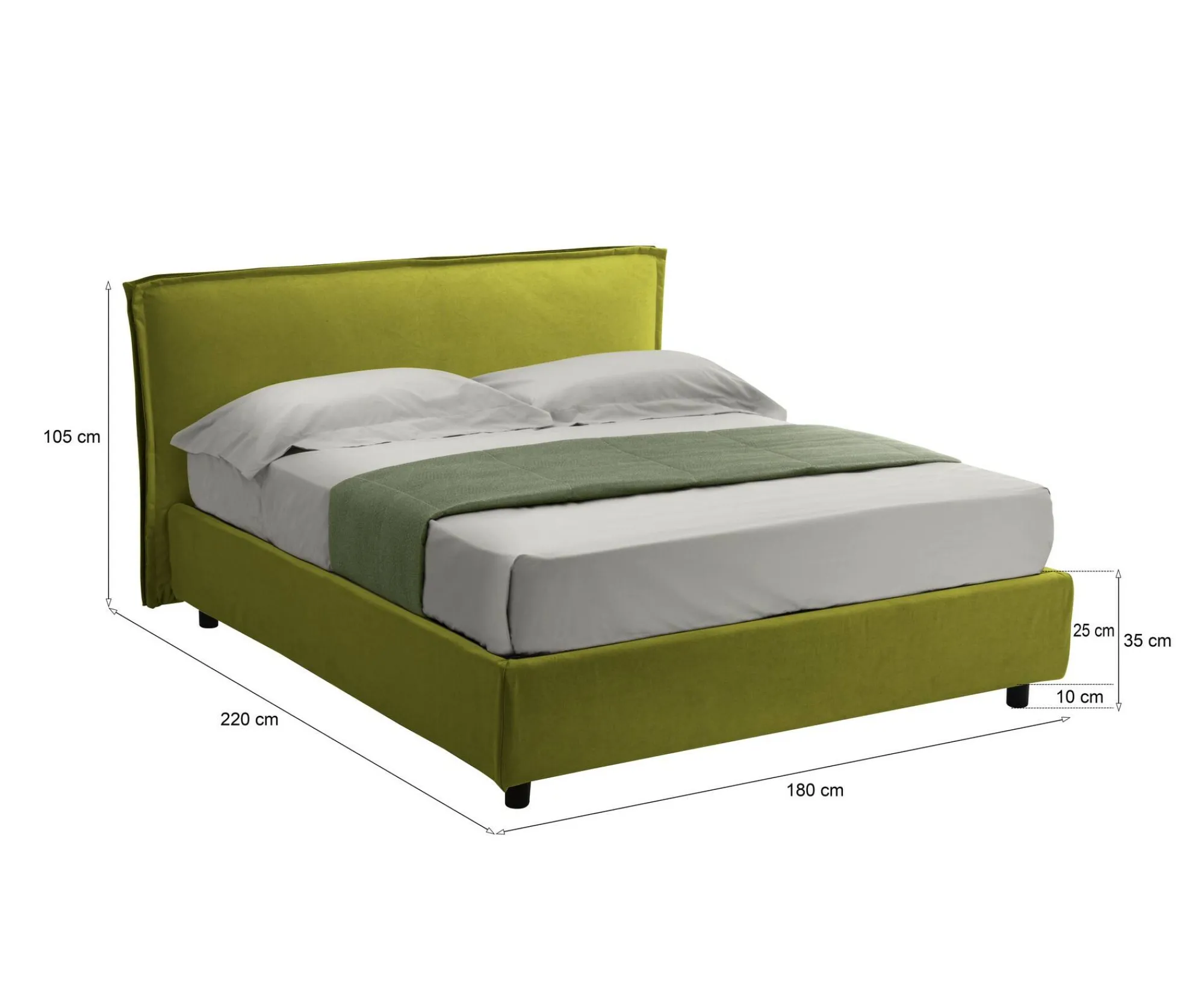 Letto matrimoniale Bubbio, Adatto a materasso Cm 160x200,<Dmora Shop