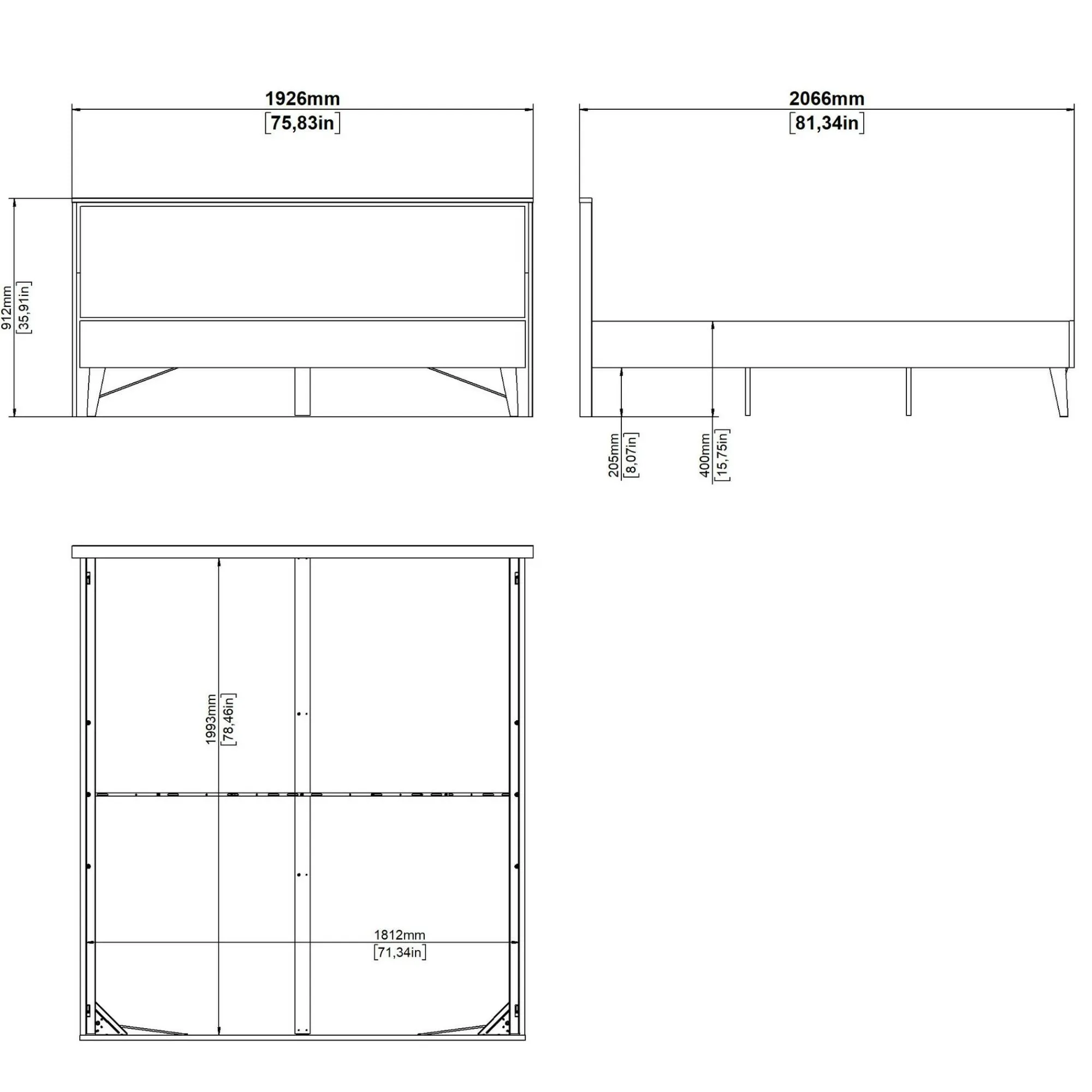Letto matrimoniale Dsanc, 207x193 h91 cm,<Dmora Hot