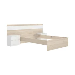 Letto matrimoniale Haima, 267x205 h96 cm, Rovere e Bianco<Dmora Online