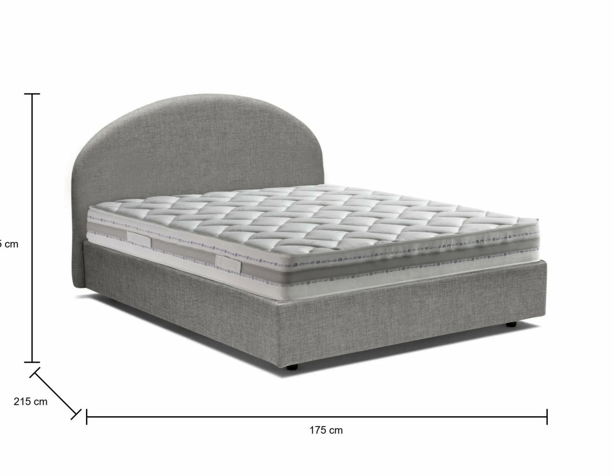 Letto matrimoniale Melanite, con materasso Cm 160x200 incluso,<Dmora Hot