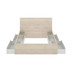 Letto matrimoniale Usman, 269x205 h100 cm, Bianco e Rovere<Dmora Flash Sale