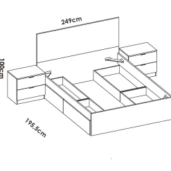 Letto matrimoniale Usman, 269x205 h100 cm, Bianco e Rovere<Dmora Flash Sale