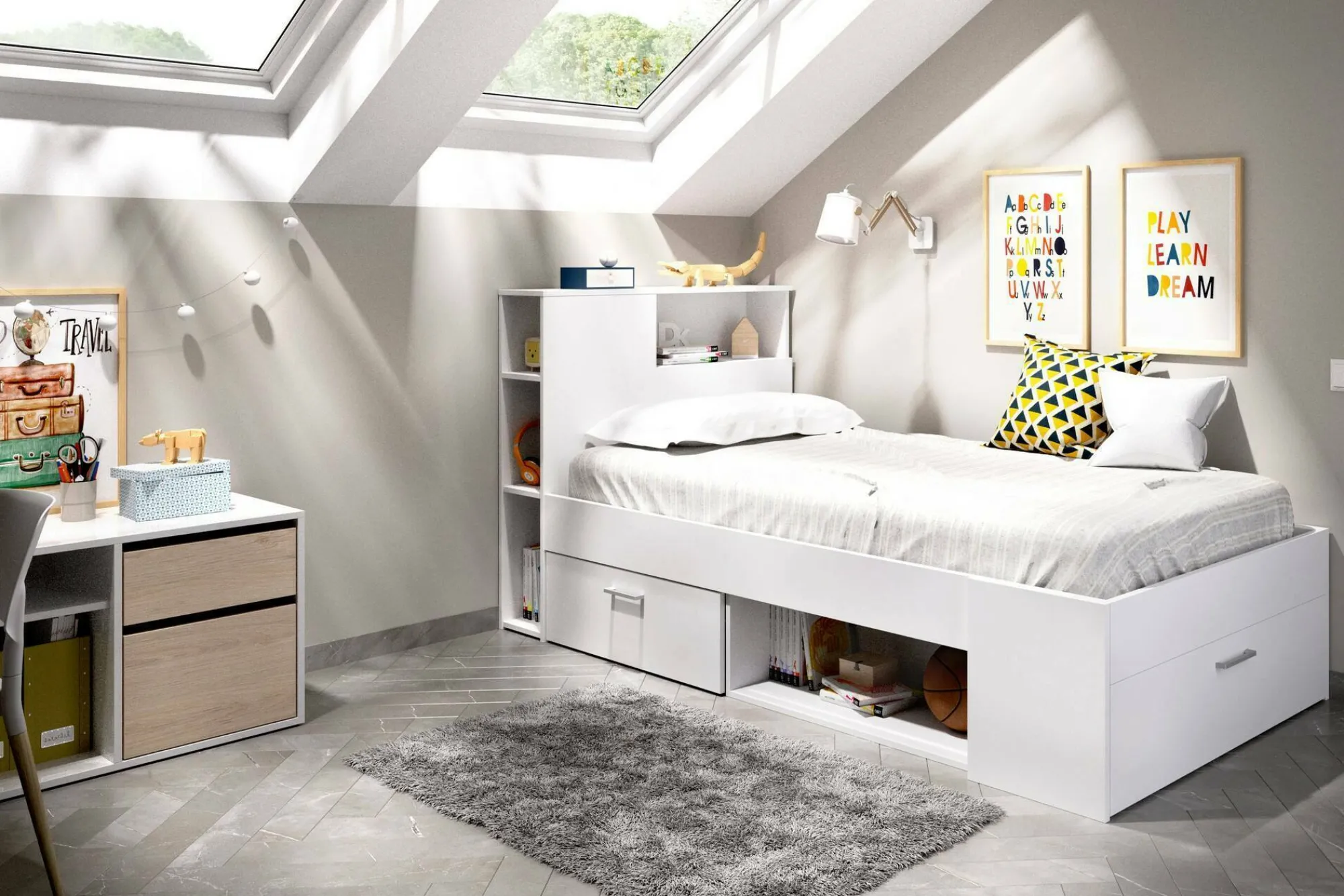 Letto per bambini Adrielle, 218x99h96 cm,<Dmora Discount
