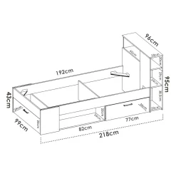 Letto per bambini Adrielle, 218x99h96 cm, Rovere e Antracite<Dmora Online