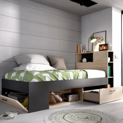 Letto per bambini Adrielle, 218x99h96 cm, Rovere e Antracite<Dmora Online