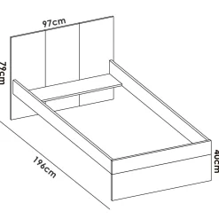Letto per bambini Allegro, 196x97h79 cm, Bianco e Rovere<Dmora Best