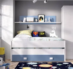 Letto per bambini Arod, 200x99h74 cm, Bianco e Blu<Dmora Shop