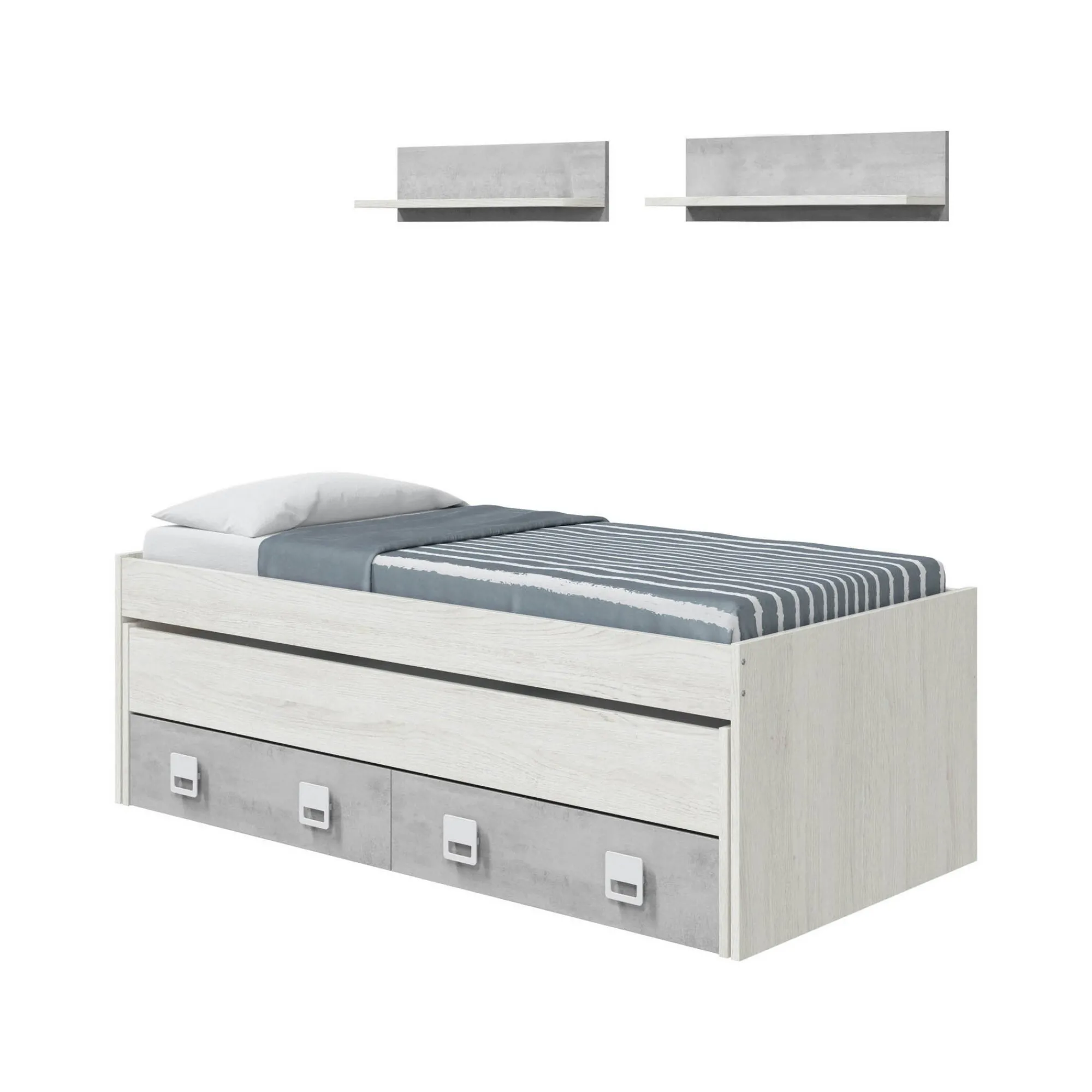 Letto per bambini Balzola, 199x96h65, Bianco e Cemento<Dmora Best Sale