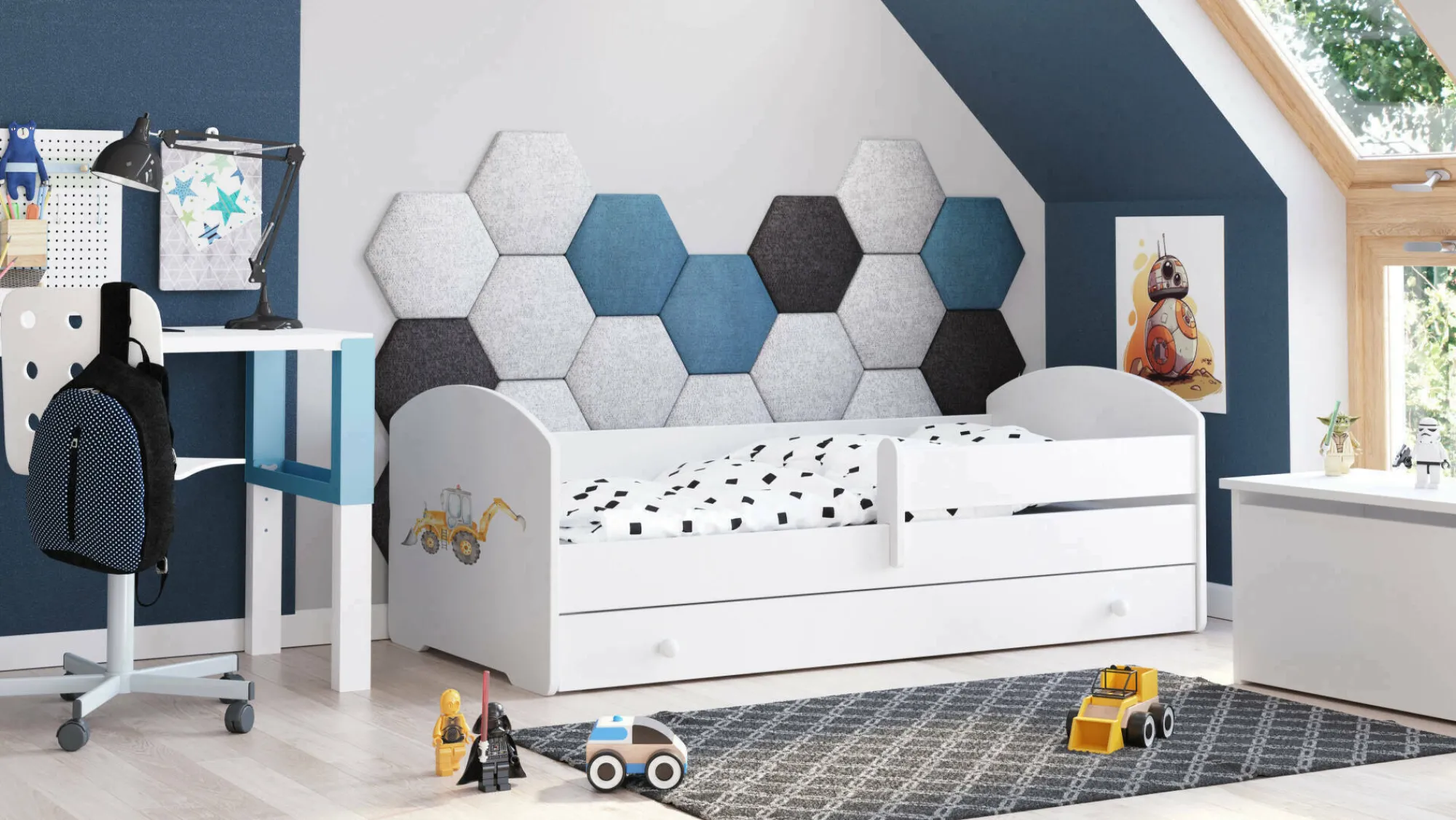 Letto per bambini Crising, 77x144 h56 cm, con Escavatore<Dmora Fashion