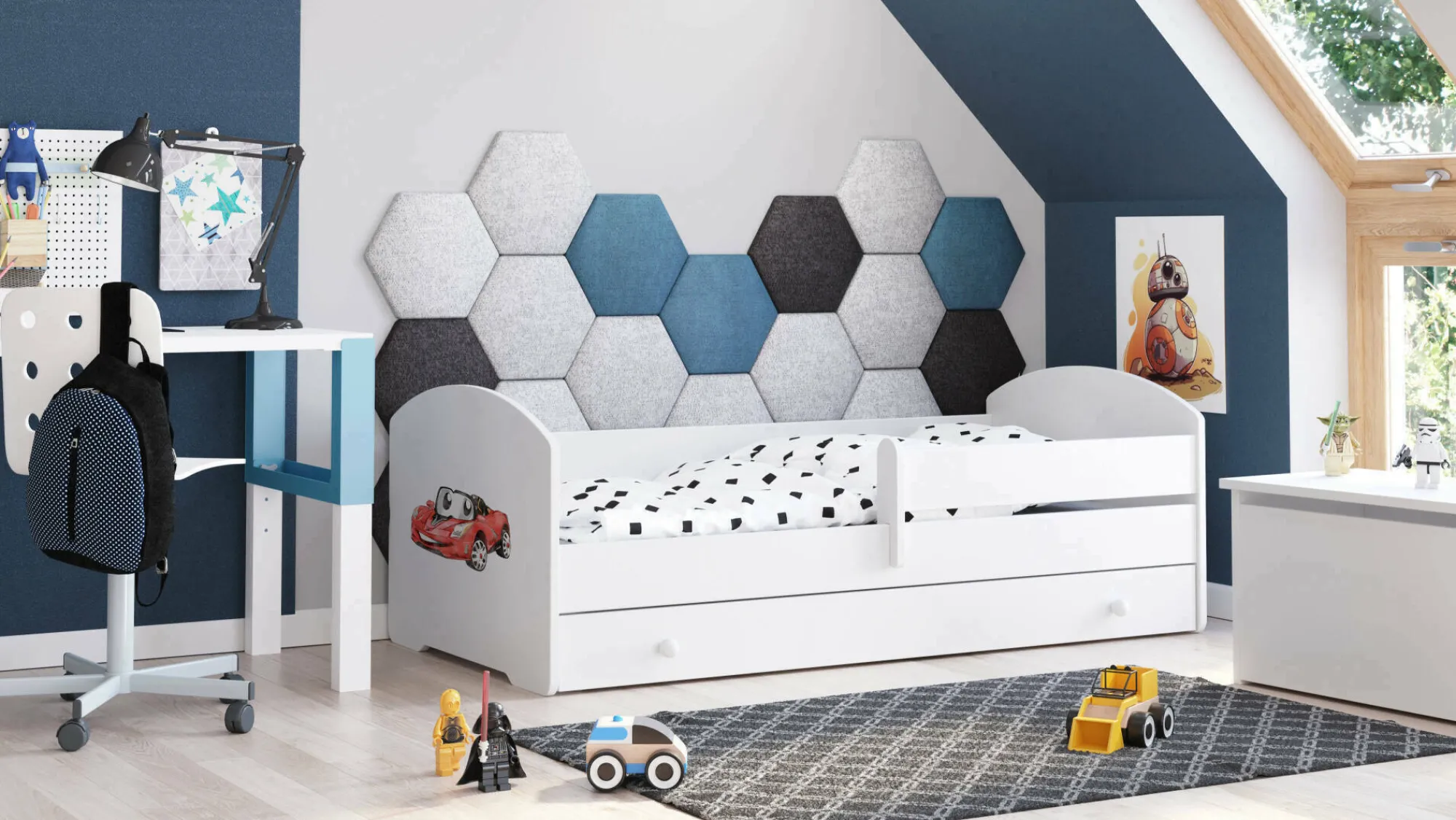 Letto per bambini Crising, 77x144 h56 cm, con macchina<Dmora Fashion