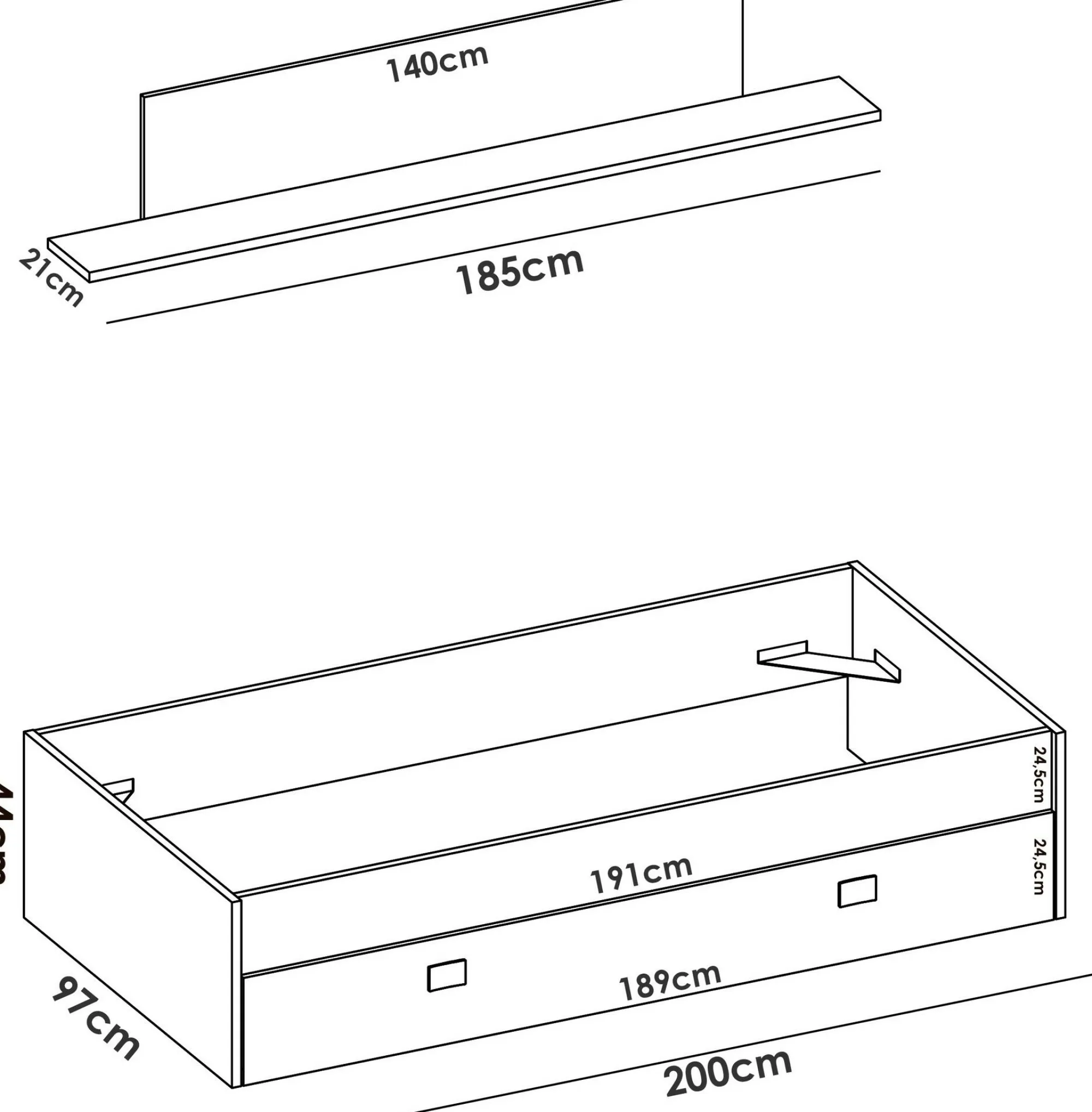 Letto per bambini Dkasam, 195x97h44 cm, Bianco e Rosa<Dmora Best