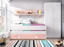Letto per bambini Dlicat, 200x99h74 cm, Bianco e Rosa<Dmora Outlet