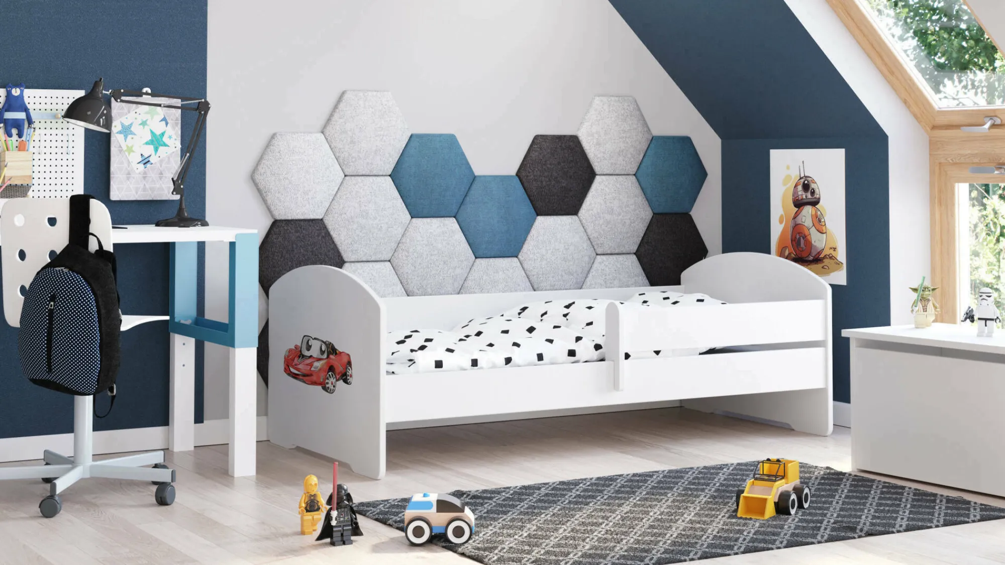 Letto per bambini Dorian, 85x164 h63 cm, con macchina<Dmora Fashion