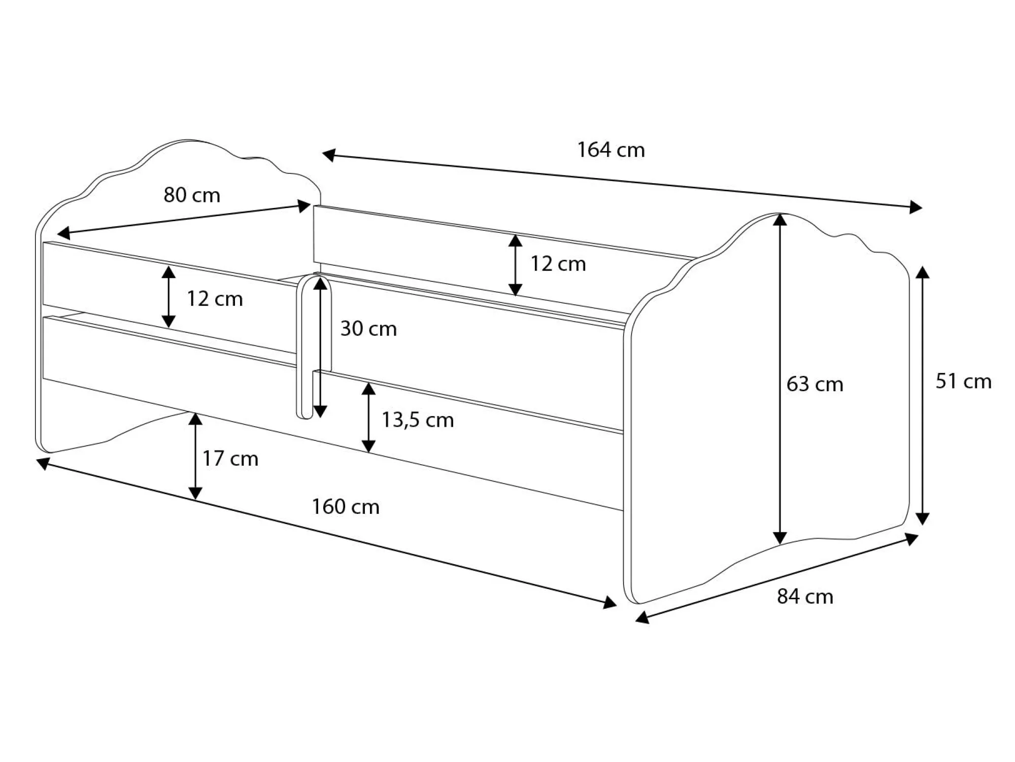 Letto per bambini Dwagne, 85x164 h63 cm, con unicorno<Dmora Discount