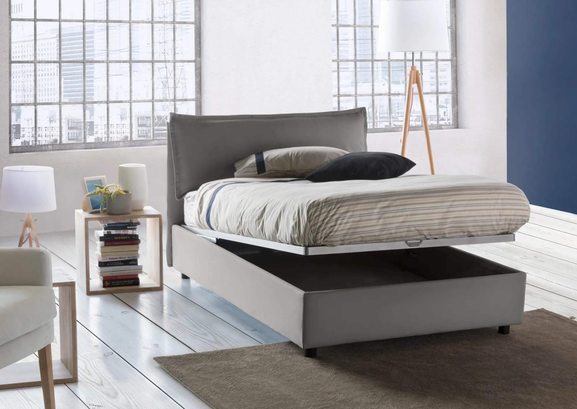 Letto piazza e mezza Abbygale, con materasso Cm 120x200 incluso,<Dmora New