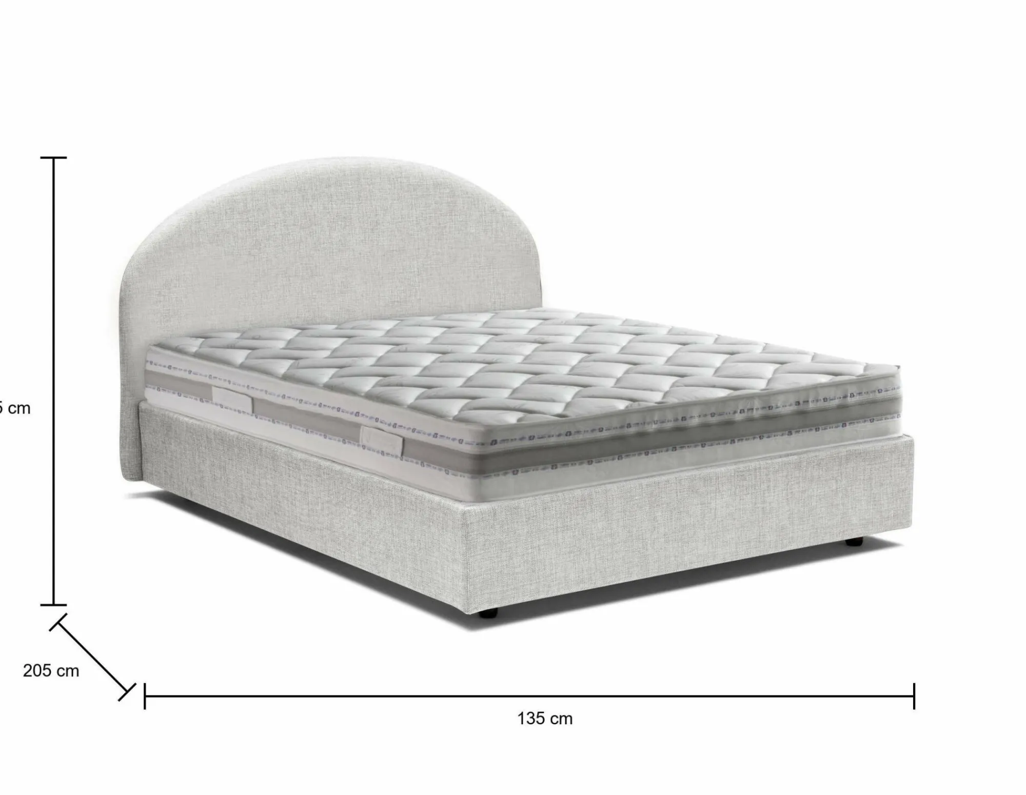 Letto piazza e mezza Acy, con materasso Cm 120x190 incluso,<Dmora New