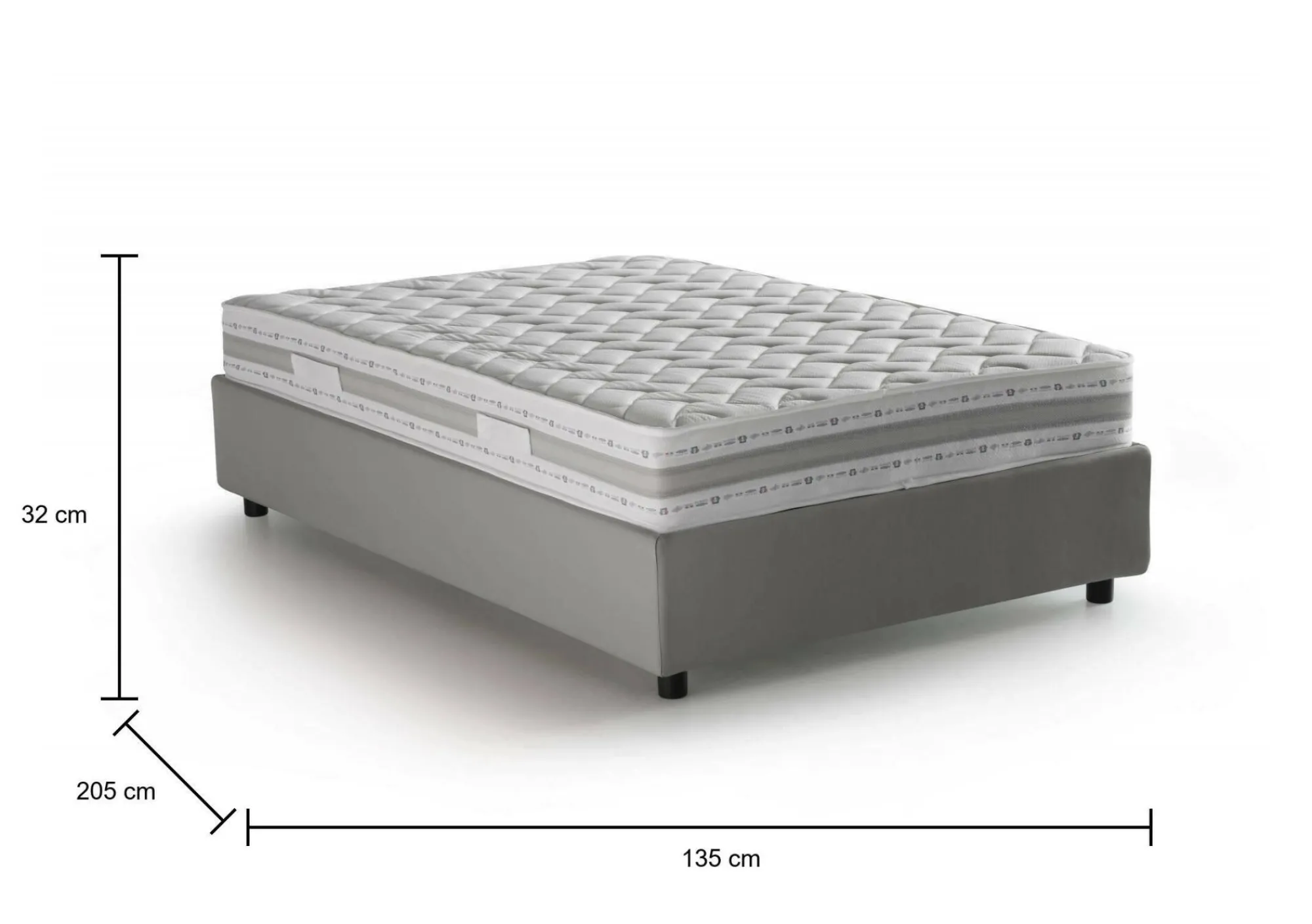 Letto piazza e mezza Aftis, con materasso Cm 120x190 incluso,<Dmora Outlet