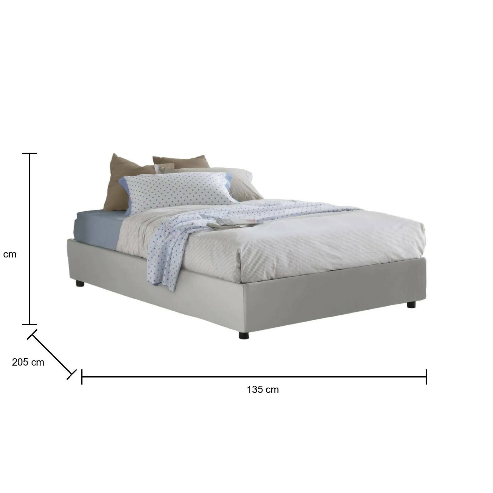 Letto piazza e mezza Alan, adatto per materasso Cm 120x190,<Dmora Store
