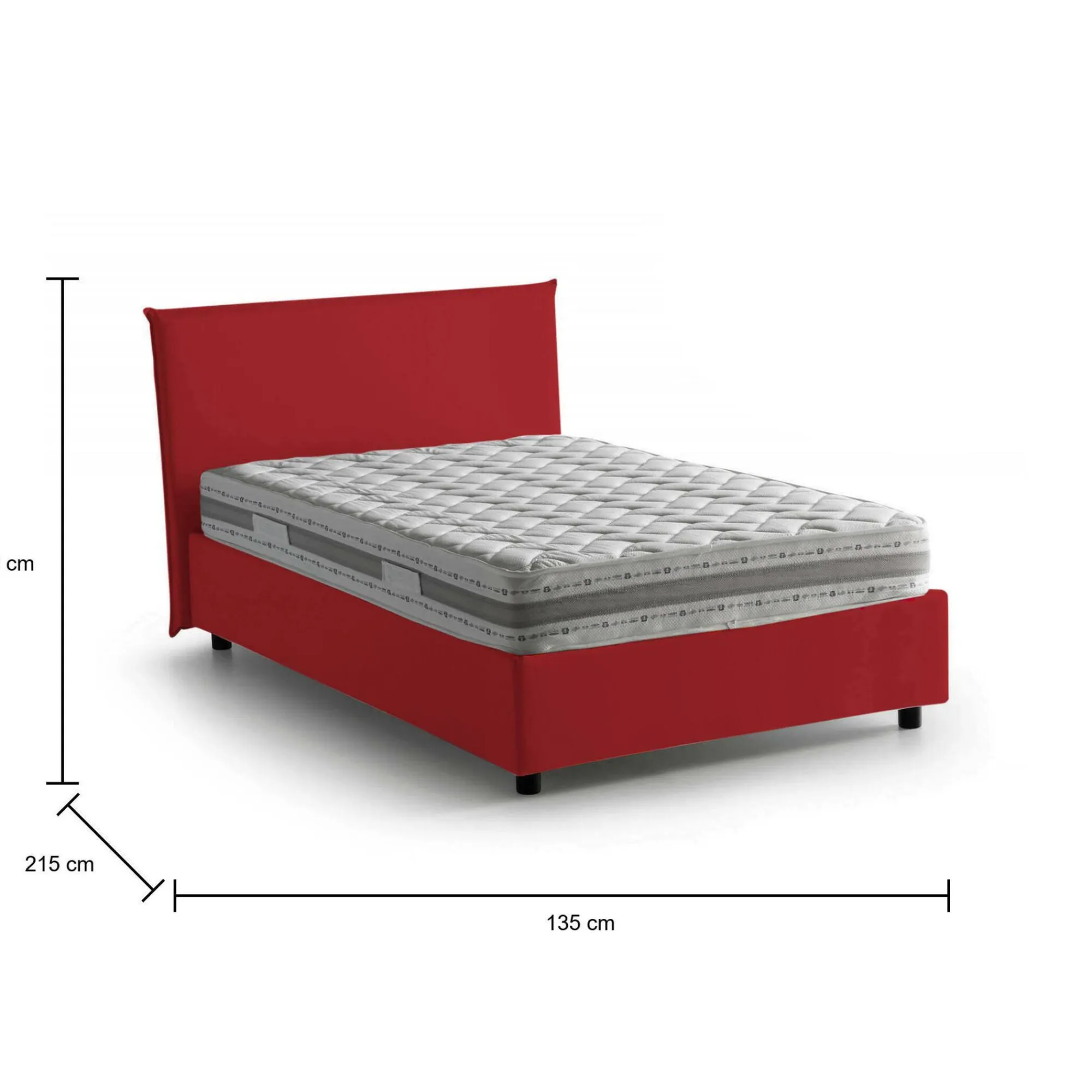 Letto piazza e mezza Alvino, con materasso Cm 120x200 incluso,<Dmora Best