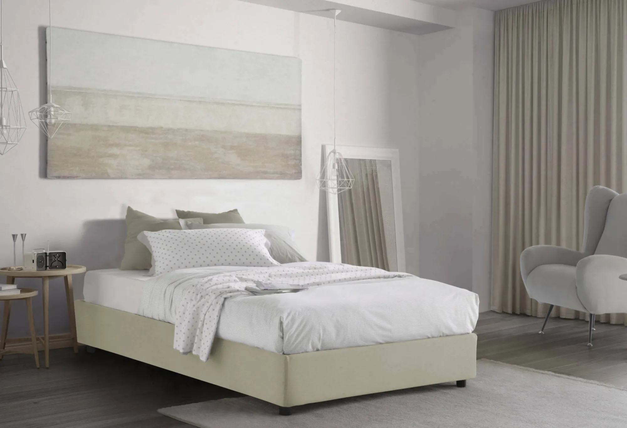 Letto piazza e mezza Asid, adatto per materasso Cm 120x190,<Dmora Shop