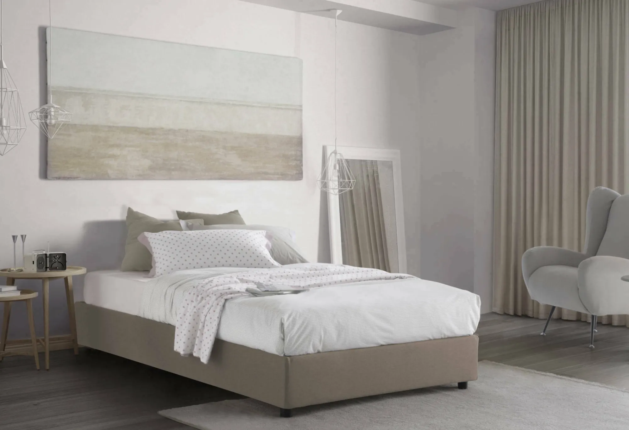 Letto piazza e mezza Asid, adatto per materasso Cm 120x190,<Dmora Outlet