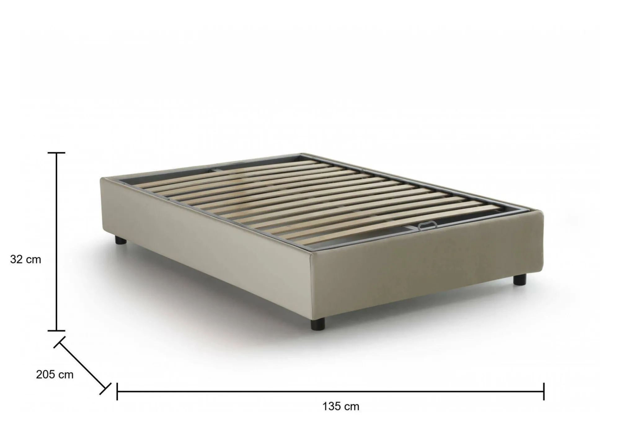 Letto piazza e mezza Asid, adatto per materasso Cm 120x190,<Dmora Shop