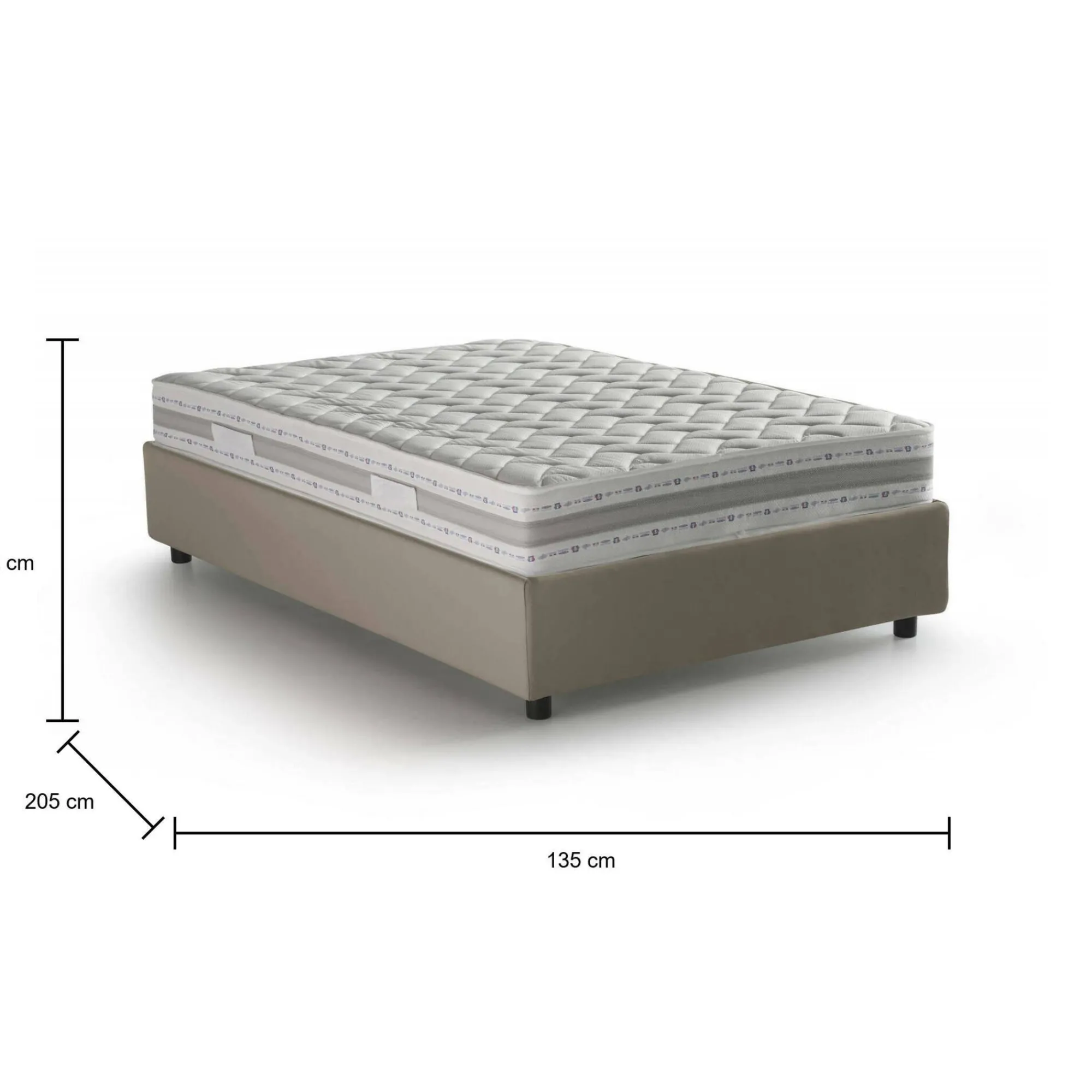 Letto piazza e mezza Atar, con materasso Cm 120x190 incluso,<Dmora Online