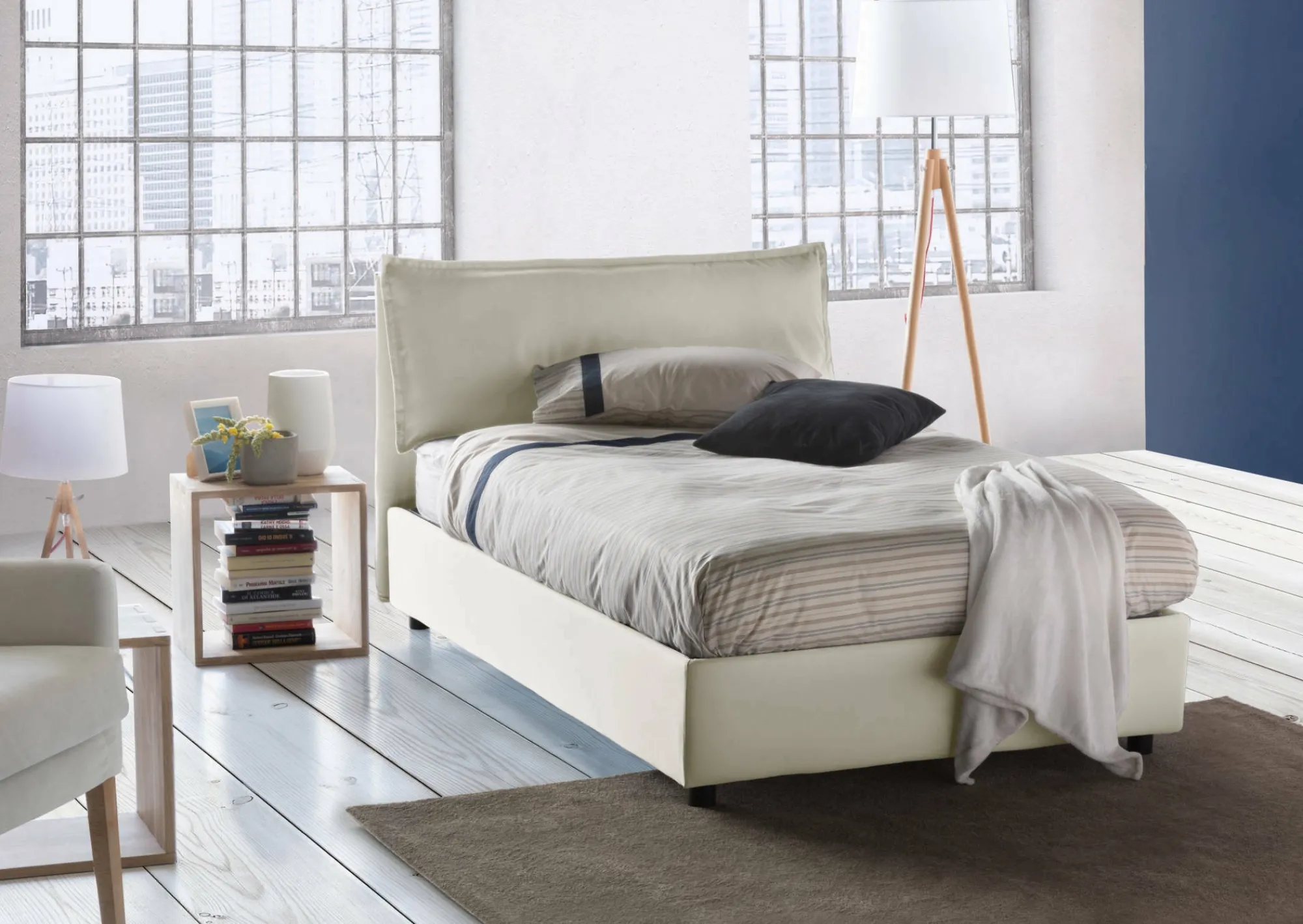 Letto piazza e mezza Attinia, con materasso Cm 120x190 incluso,<Dmora Hot