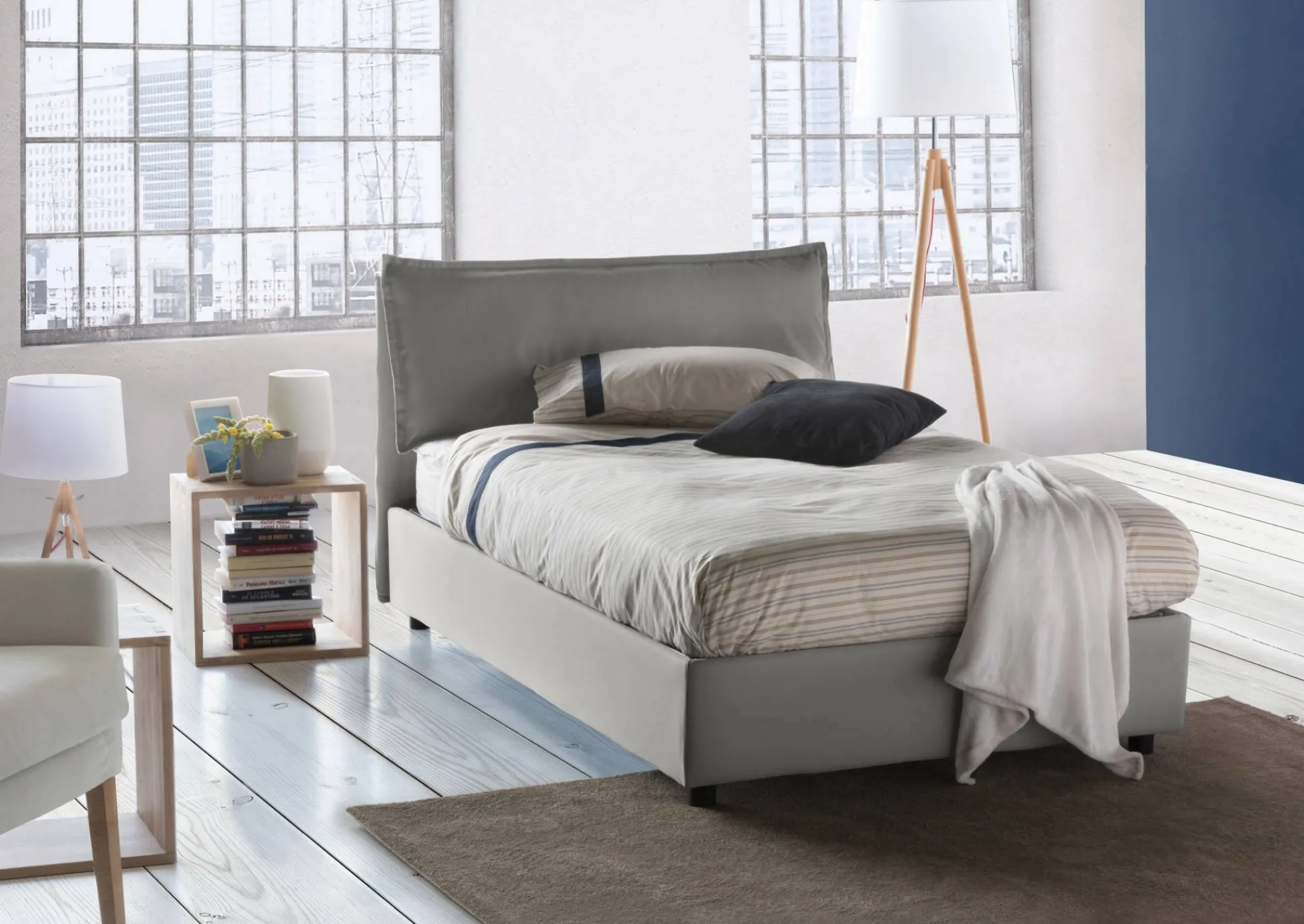 Letto piazza e mezza Attinia, con materasso Cm 120x190 incluso,<Dmora Cheap