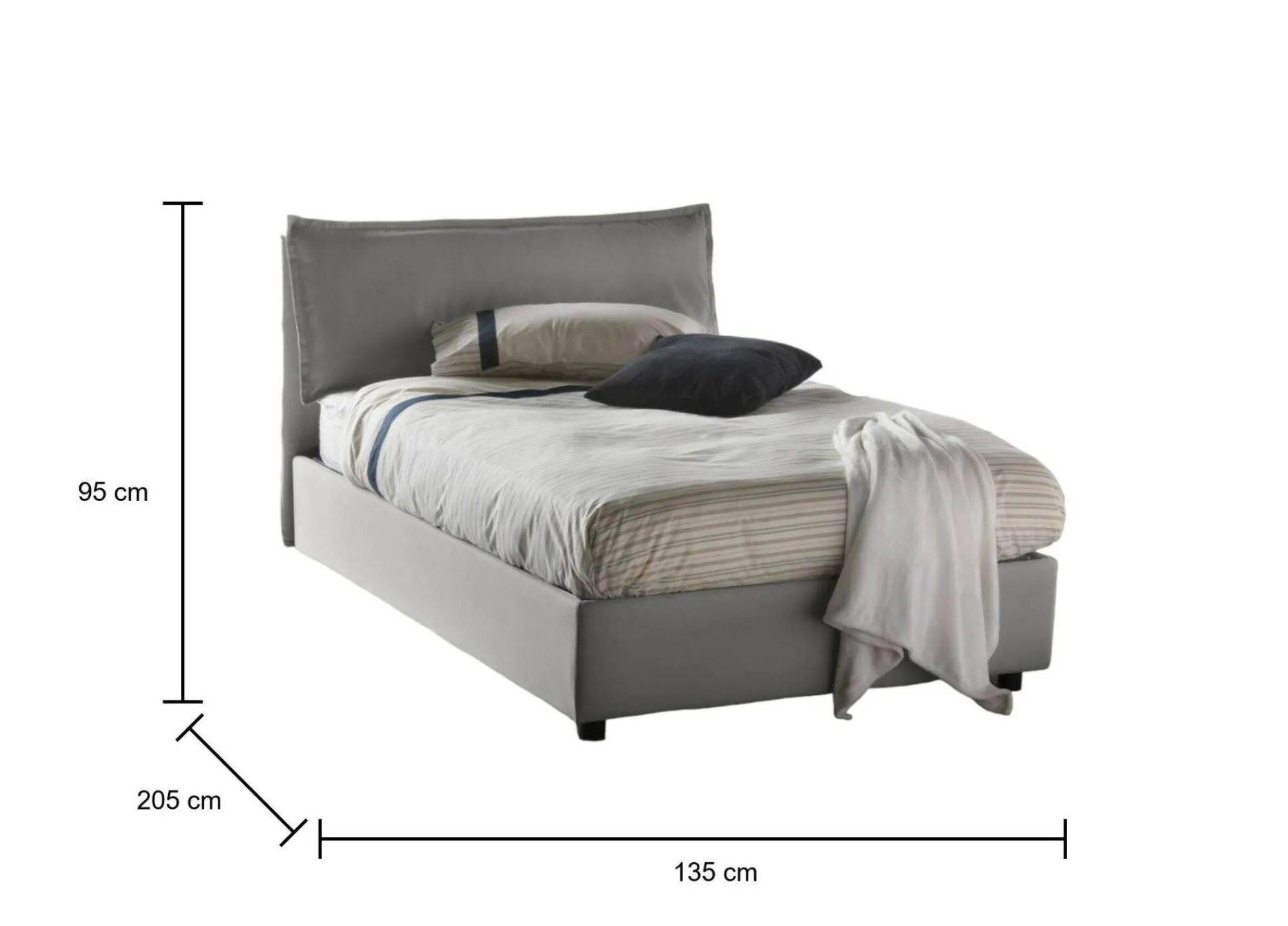 Letto piazza e mezza Attinia, con materasso Cm 120x190 incluso,<Dmora Cheap