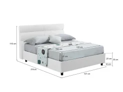 Letto piazza e mezza Briosco, Con materasso Cm 120x190 incluso,<Dmora Sale