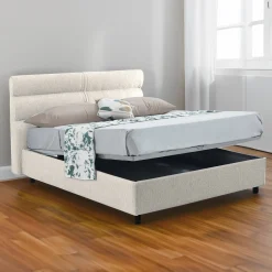Letto piazza e mezza Briosco, Con materasso Cm 120x190 incluso,<Dmora Hot