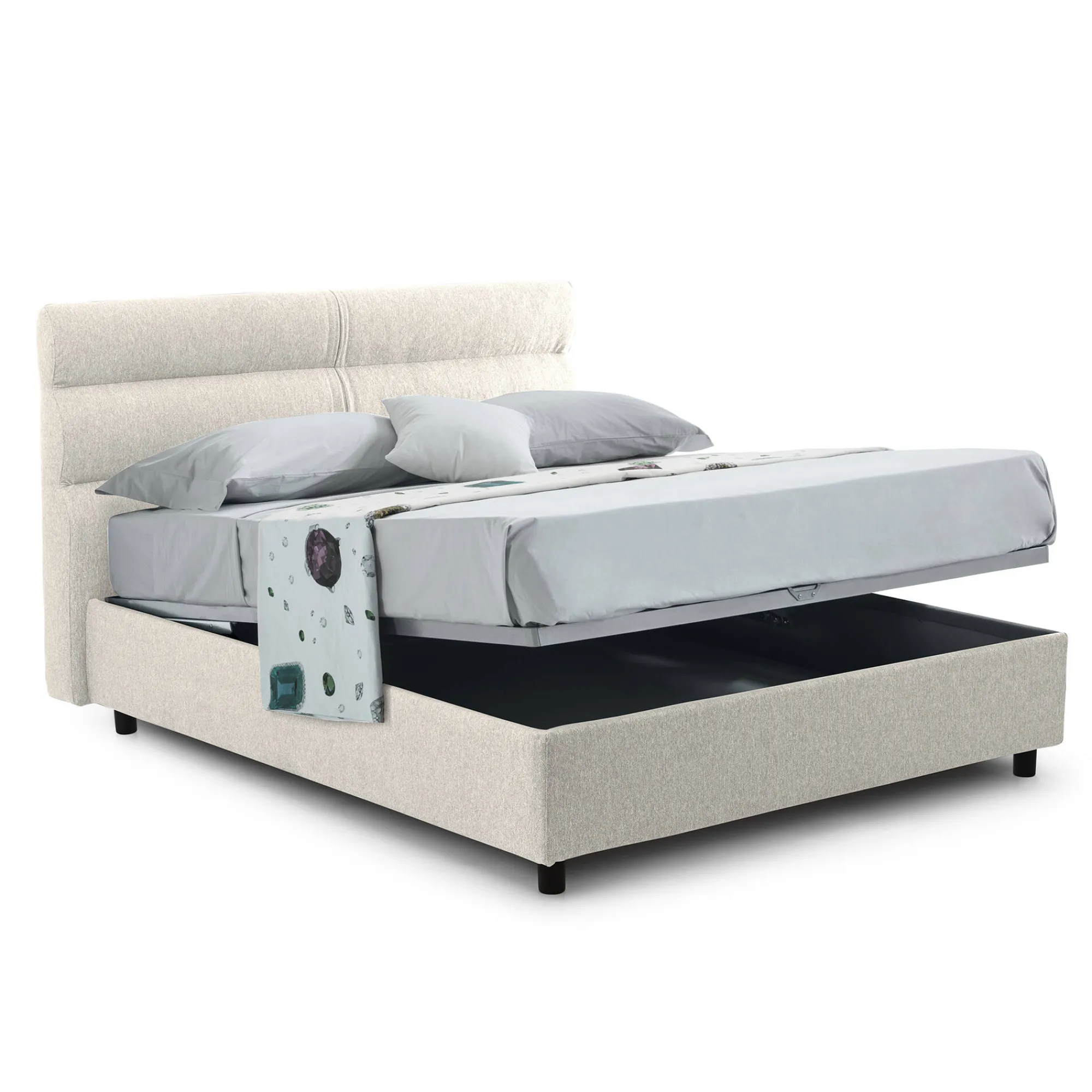 Letto piazza e mezza Briosco, Con materasso Cm 120x190 incluso,<Dmora Hot
