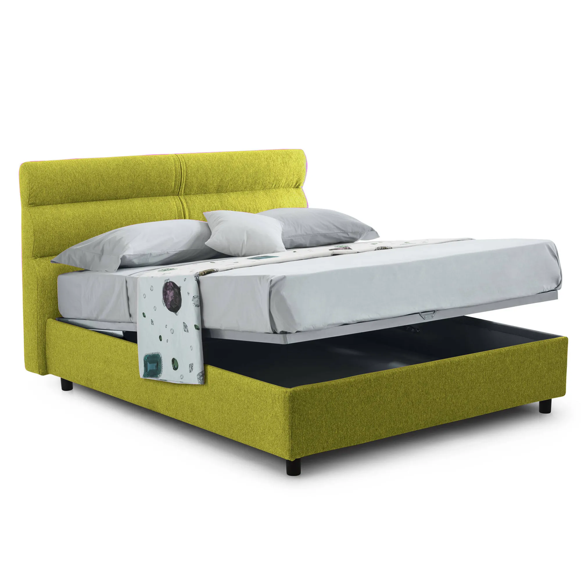 Letto piazza e mezza Briosco, Con materasso Cm 120x190 incluso,<Dmora Cheap