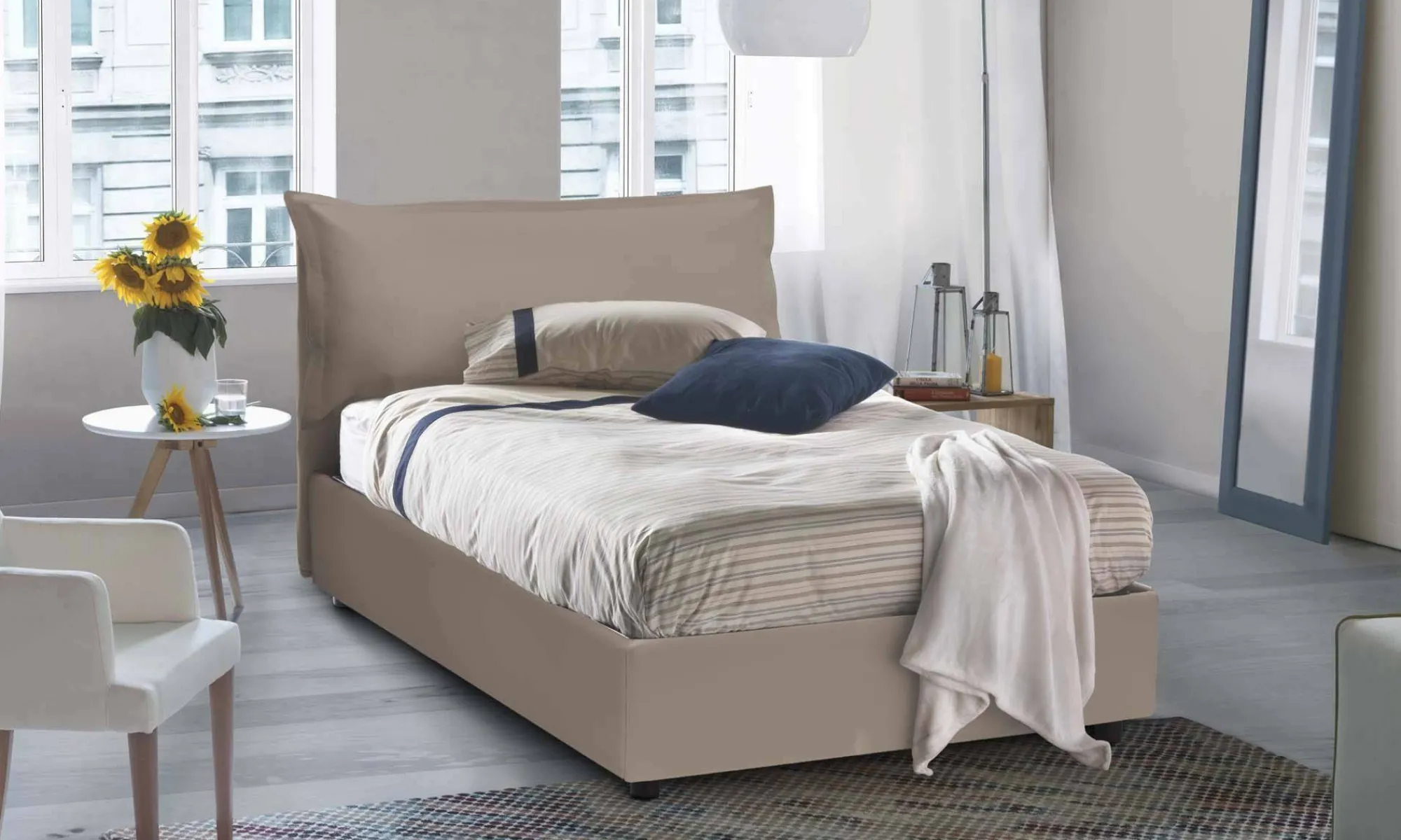 Letto piazza e mezza Cistus, con materasso Cm 120x190 incluso,<Dmora Fashion