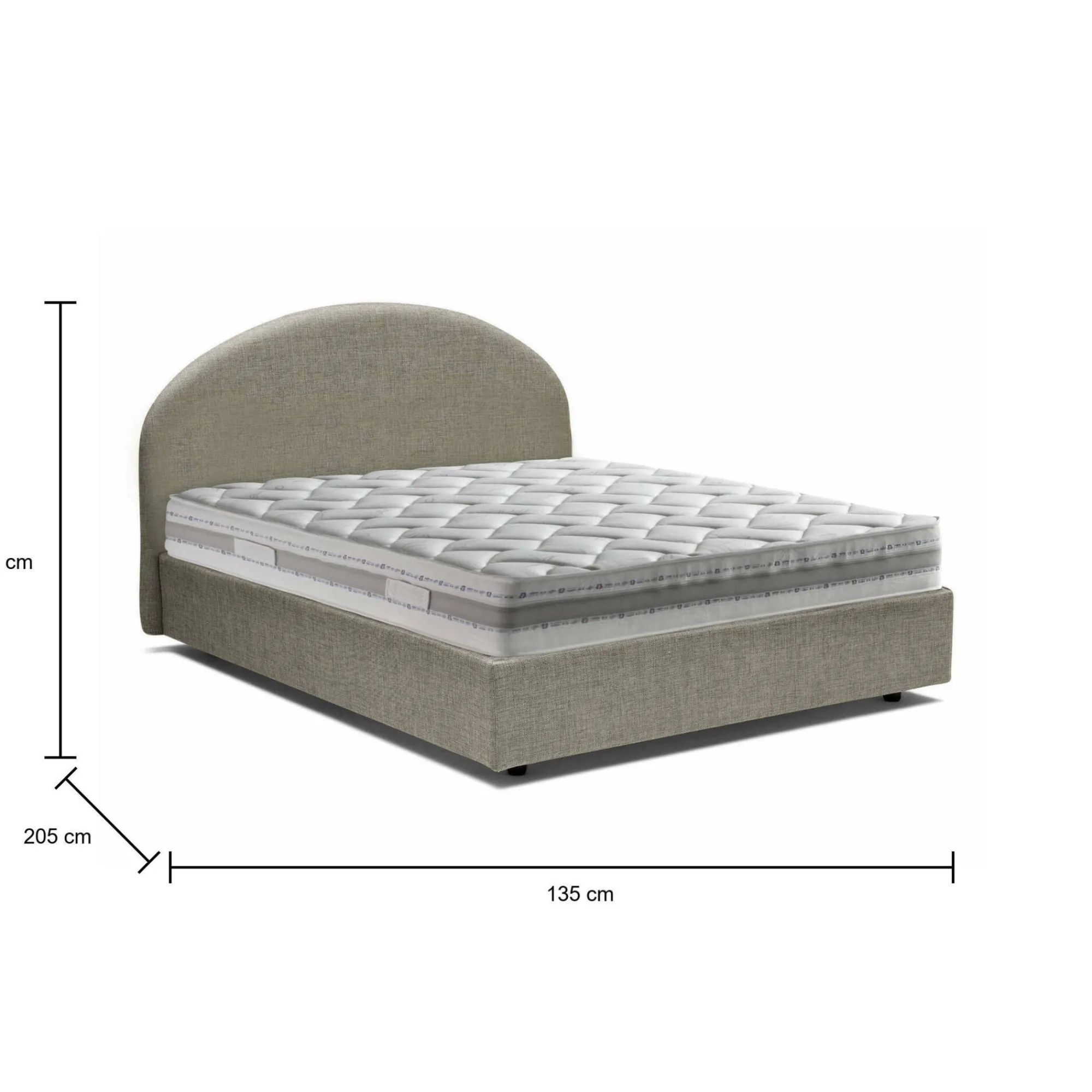 Letto piazza e mezza Dbogda, con materasso Cm 120x190 incluso,<Dmora Store