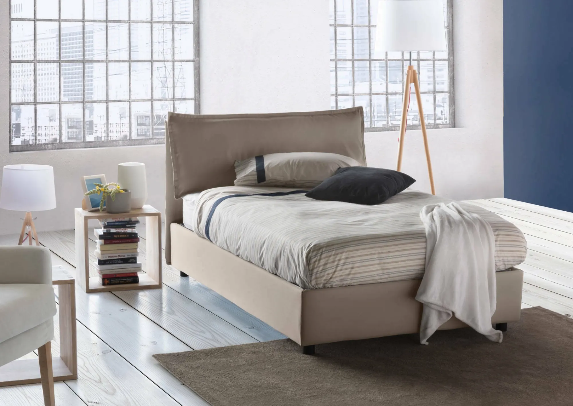 Letto piazza e mezza Deusebi, adatto per materasso Cm 120x190,<Dmora Shop