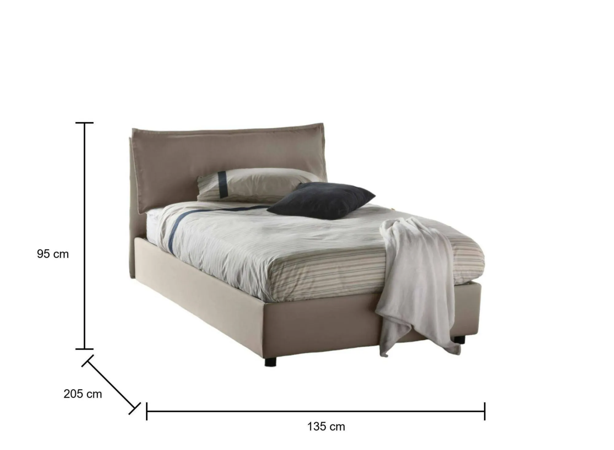 Letto piazza e mezza Deusebi, adatto per materasso Cm 120x190,<Dmora Shop