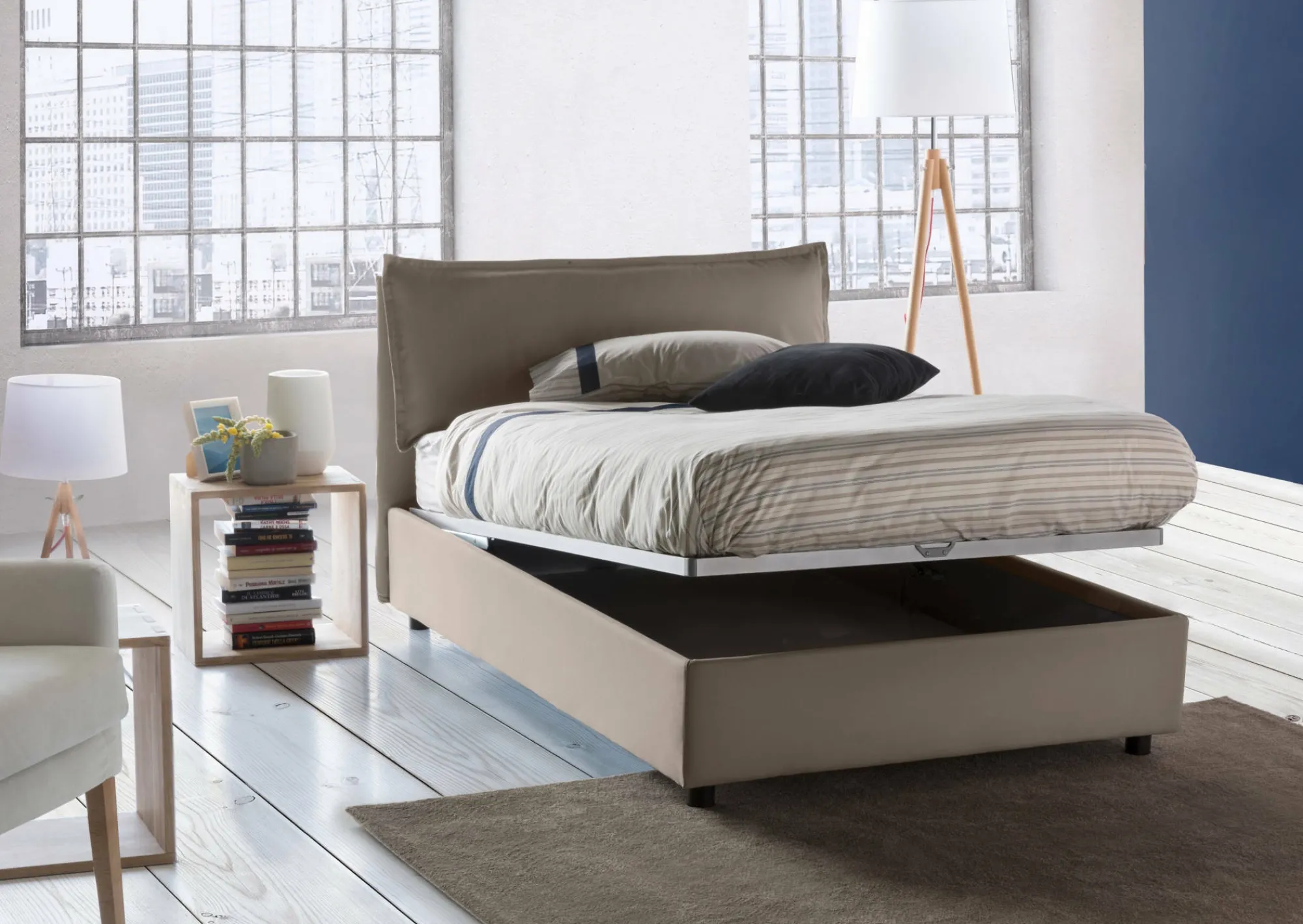 Letto piazza e mezza Deusebi, adatto per materasso Cm 120x190,<Dmora Shop