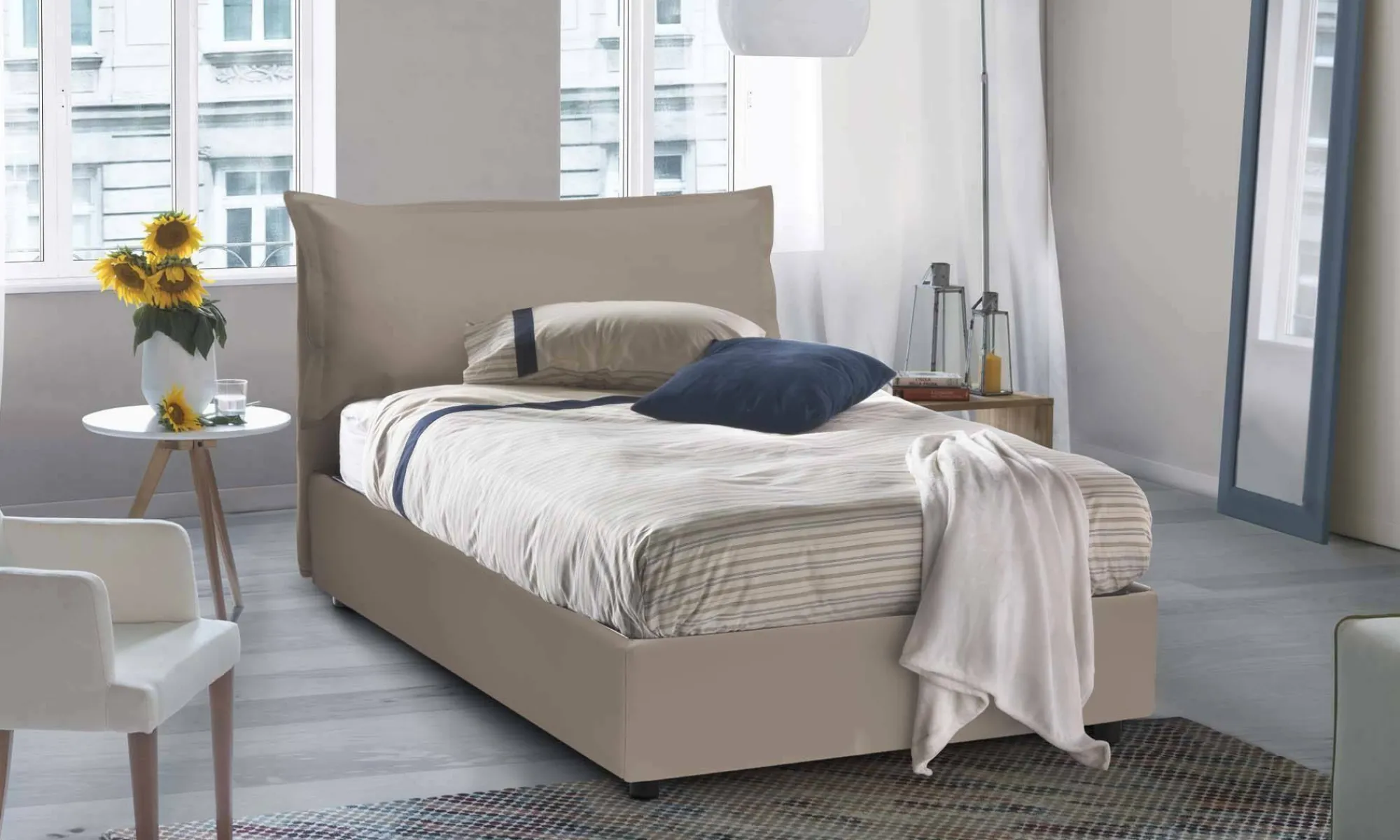 Letto piazza e mezza Dlemin, adatto per materasso Cm 120x200,<Dmora Store