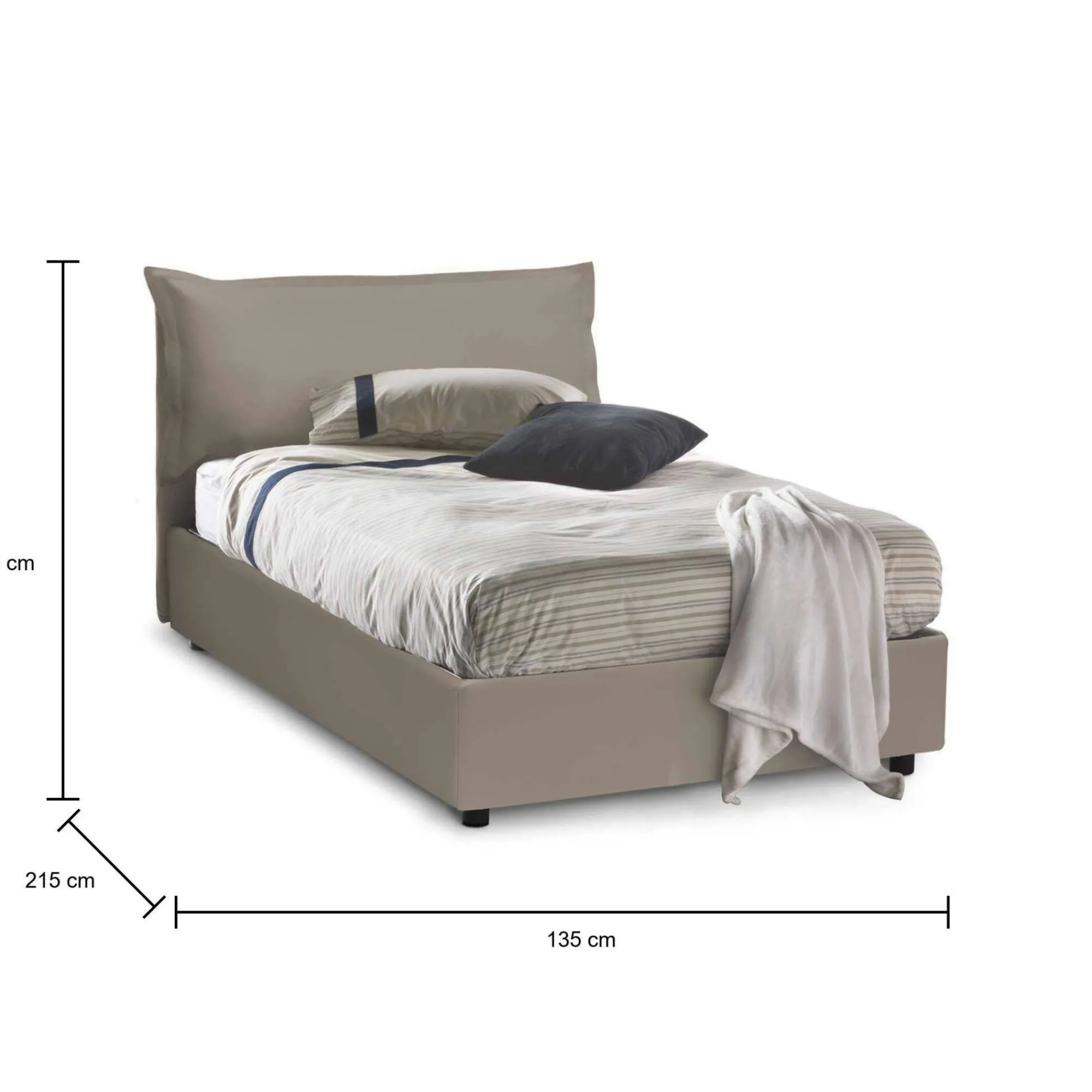 Letto piazza e mezza Dlemin, adatto per materasso Cm 120x200,<Dmora Store