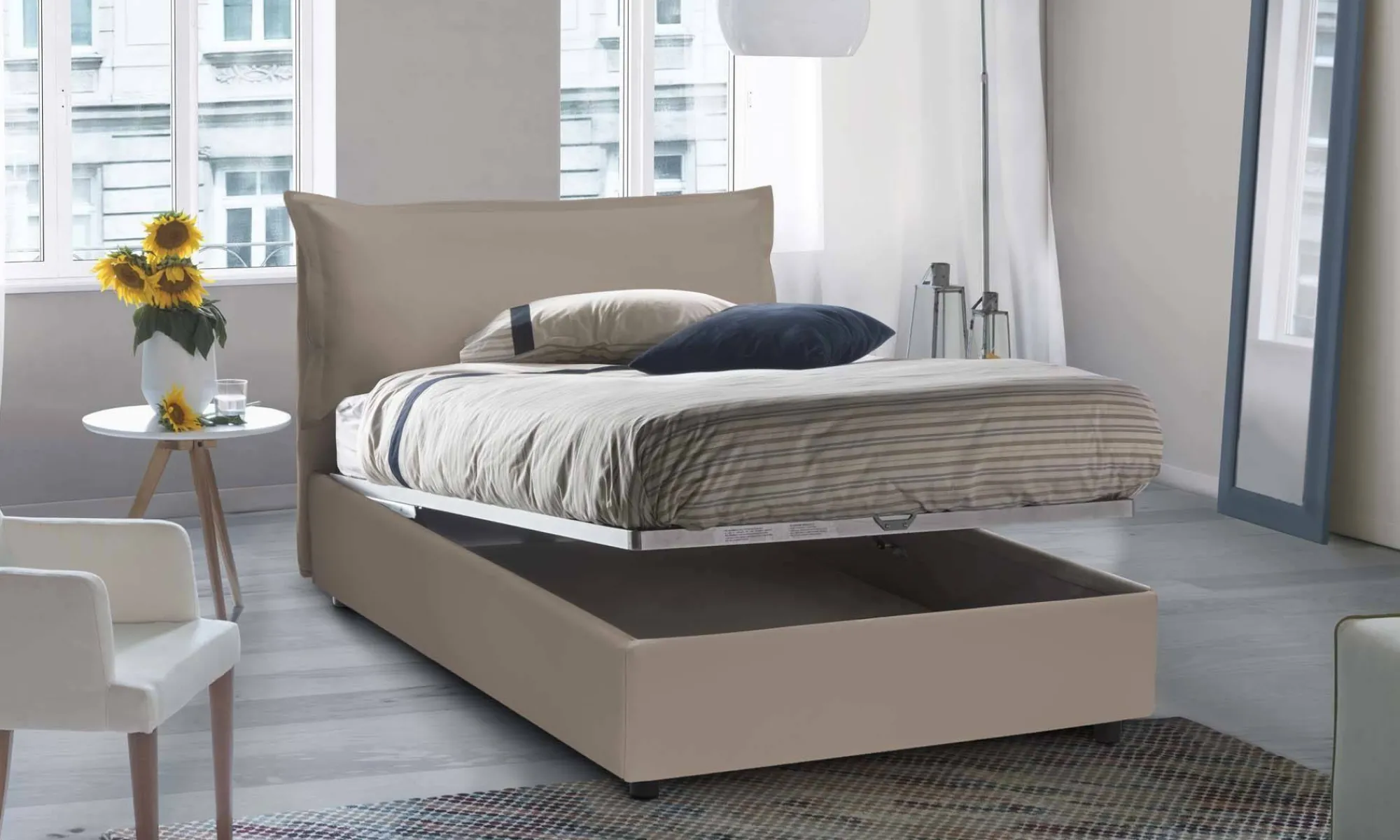 Letto piazza e mezza Dlemin, adatto per materasso Cm 120x200,<Dmora Store