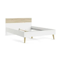 Letto piazza e mezza Kirk, 146x197 h84 cm, Bianco e Quercia<Dmora Clearance