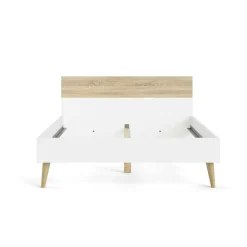 Letto piazza e mezza Kirk, 146x197 h84 cm, Bianco e Quercia<Dmora Clearance